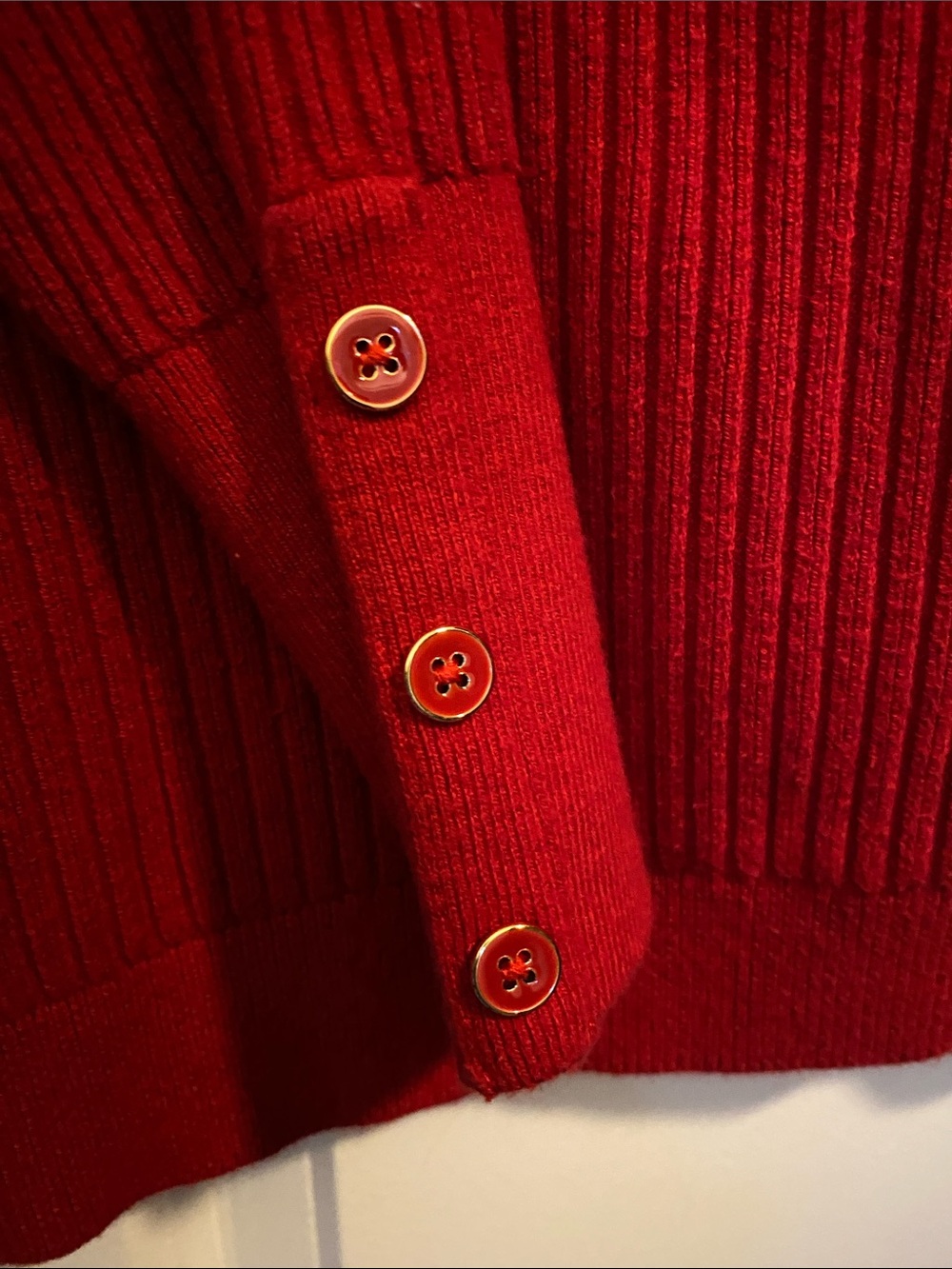 Talbots Red Ribbed Cowl Neck Sweater - Picture 2 of 3